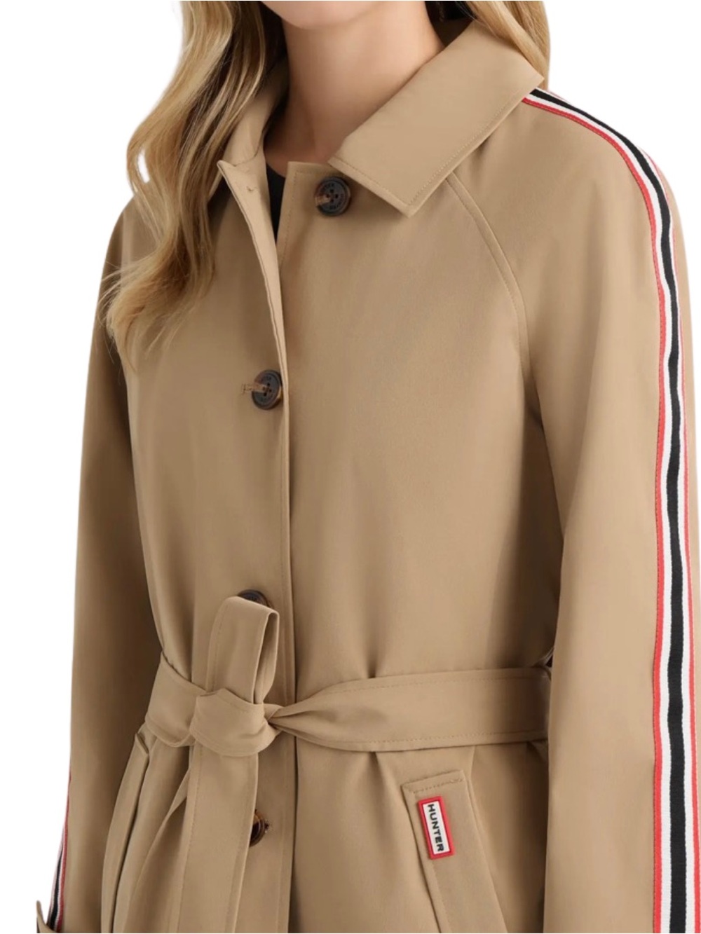 Hunter Sophia British Tan Belted Trench Coat NWT Large - Picture 5 of 15